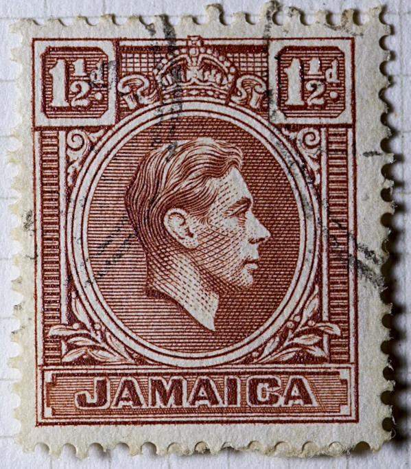 the stamp shows the head of a man