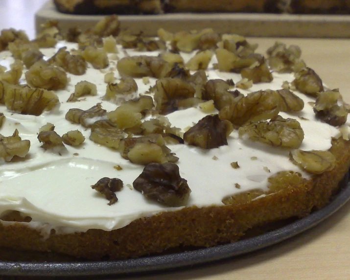 a white and brown dessert sitting on top of a table