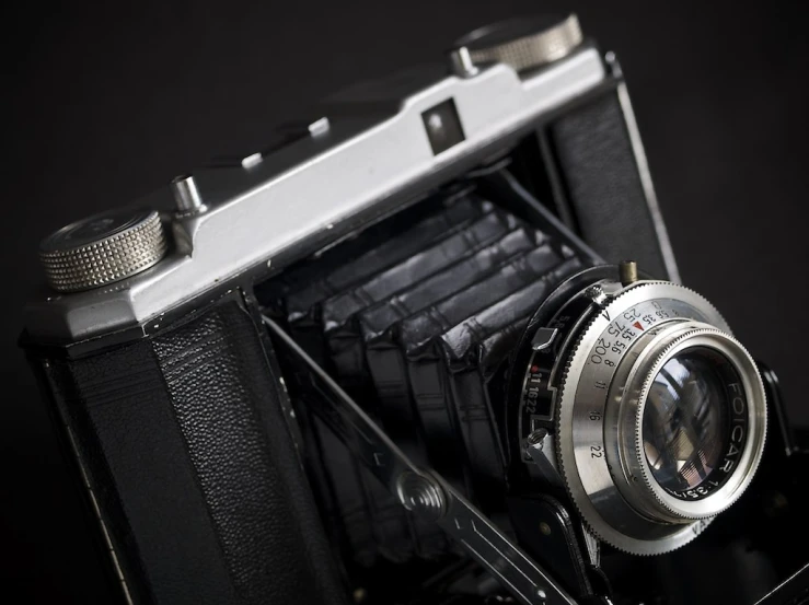 a close up of an old - fashioned camera