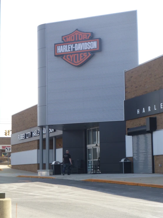 a large harley davidson store on a street