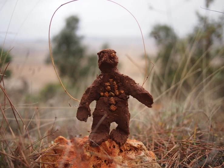 a teddy bear that has fallen on some rocks