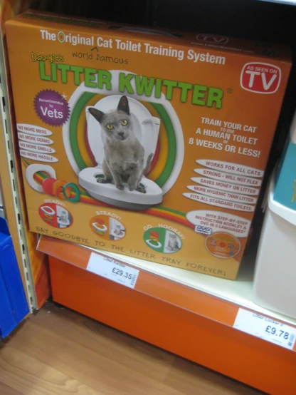 a cat toilet training system on display in a store