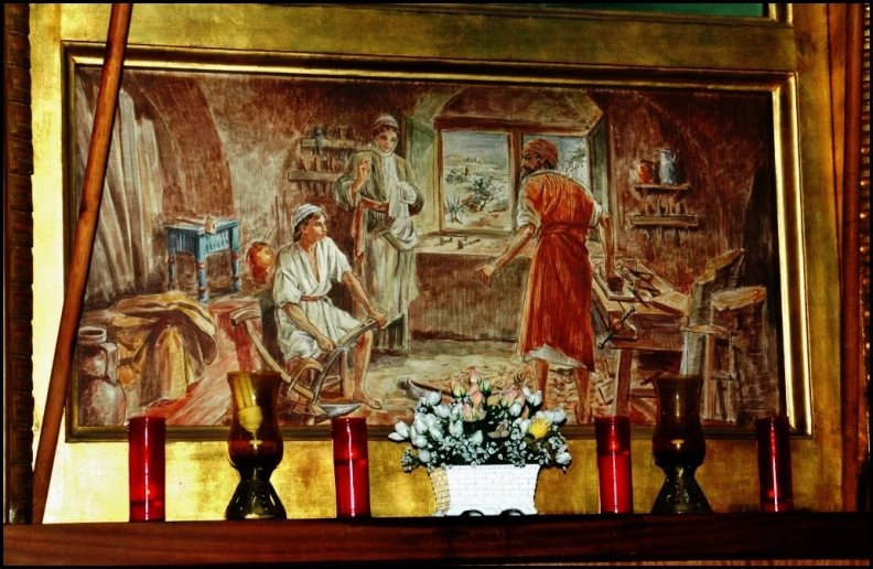 the painting is on display in the room