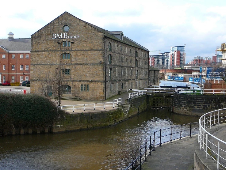 buildings and waterway in a city center area