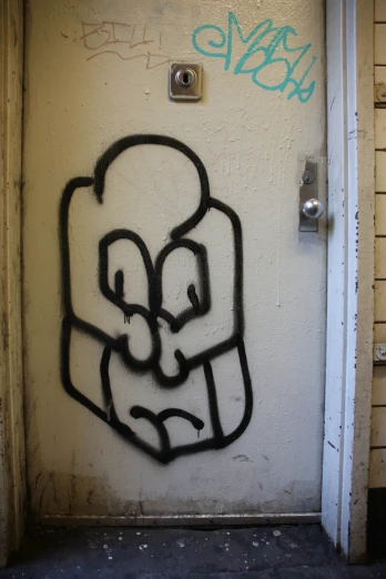 there is a graf on the side of a door