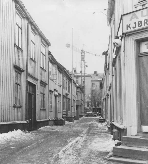 an old black and white picture shows snow on the ground