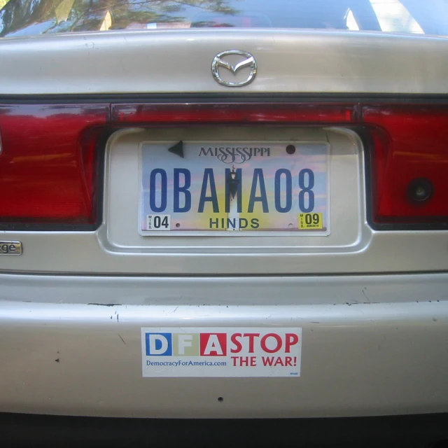 the license plate on a car is read obama