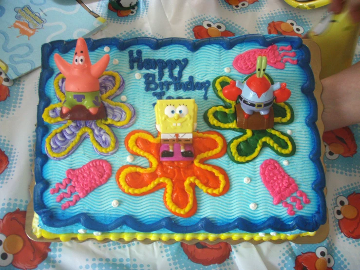 the spongebob birthday cake is very cute