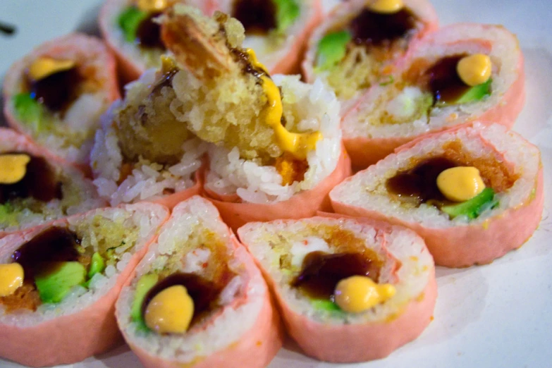 a group of food on a white plate