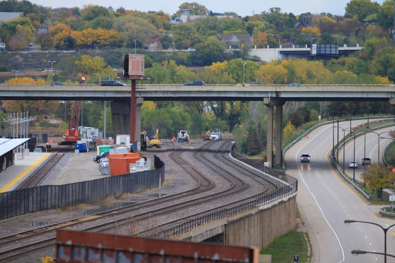 the highway is being operated by rail road tracks