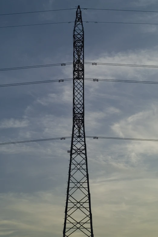 a high voltage power line on a cloudy day