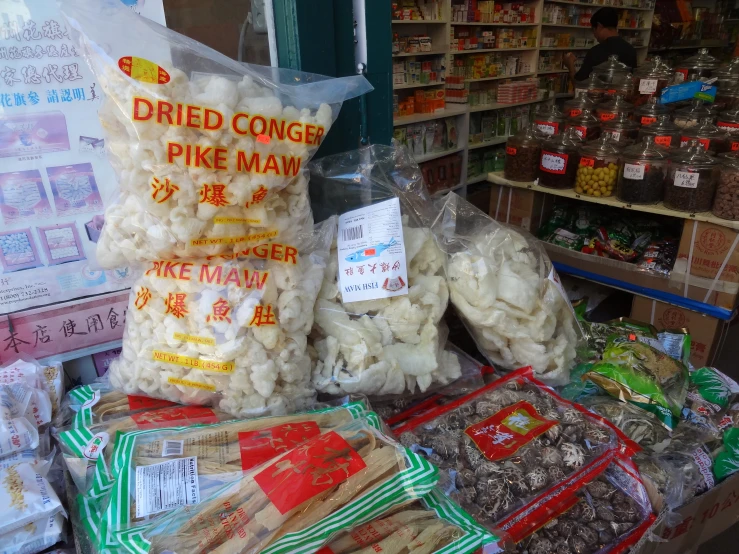 a variety of different bags of food