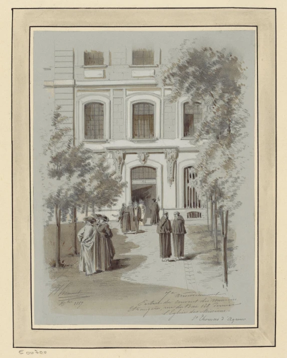 an image of a building with people in front