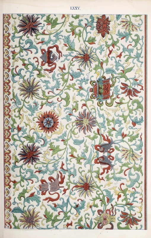 an ornate, colorfully designed silk square