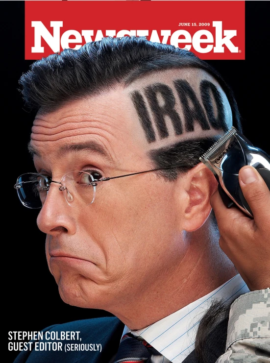 the cover of news week features a man with a head of hair and a pair of glasses that say news week on top of his head