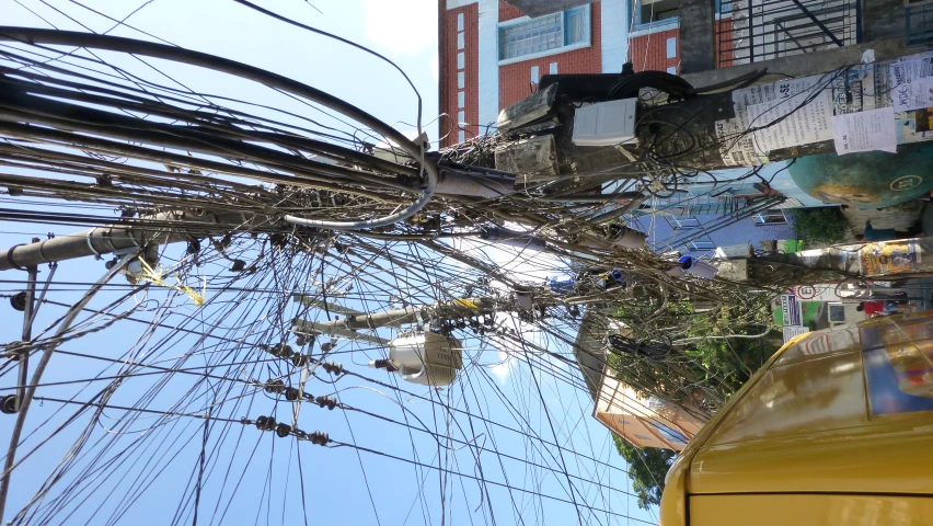 power lines that have been connected to telephone poles