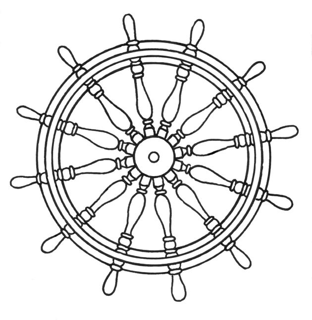 a wheel with a line drawing of the top part