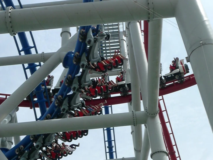 an amut park with several rows of rides