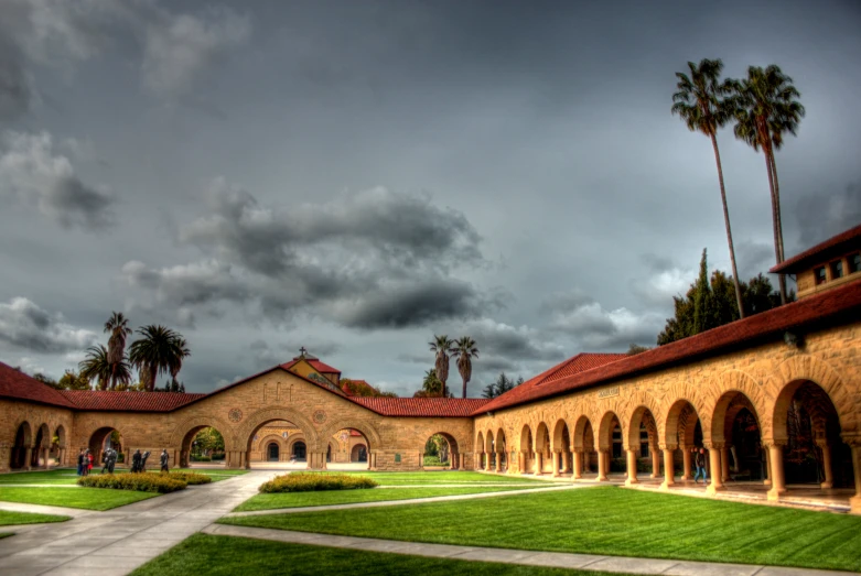 a large long building with many arches