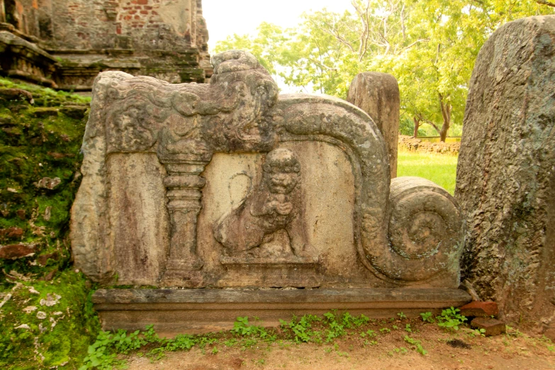 this is an image of a statue in the woods