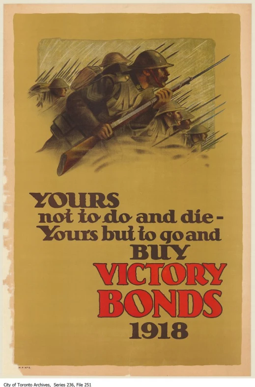 this is a poster on the wall of an office building for victory bonds