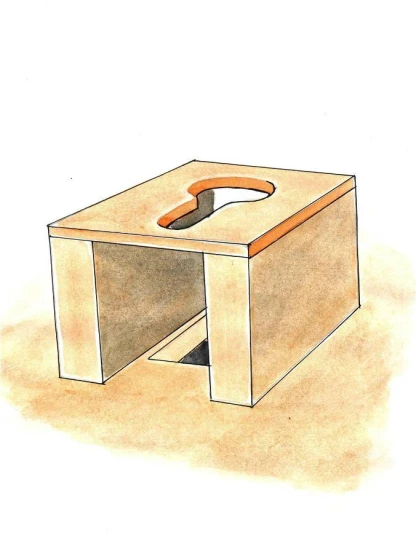 a sketch of a stool sitting in front of a wall