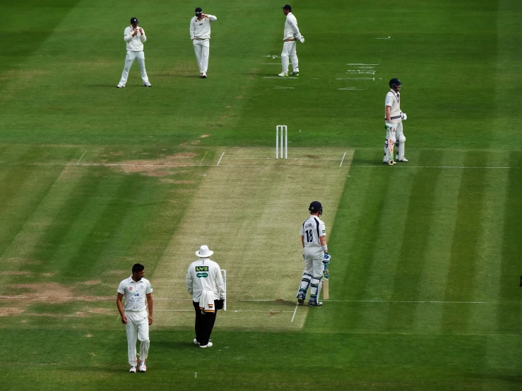 a cricket team walks off the field