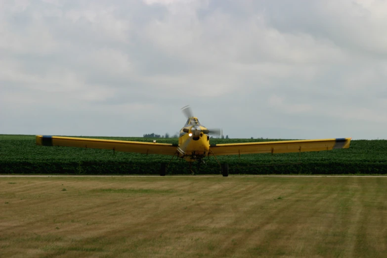 a plane that is on some dirt near grass