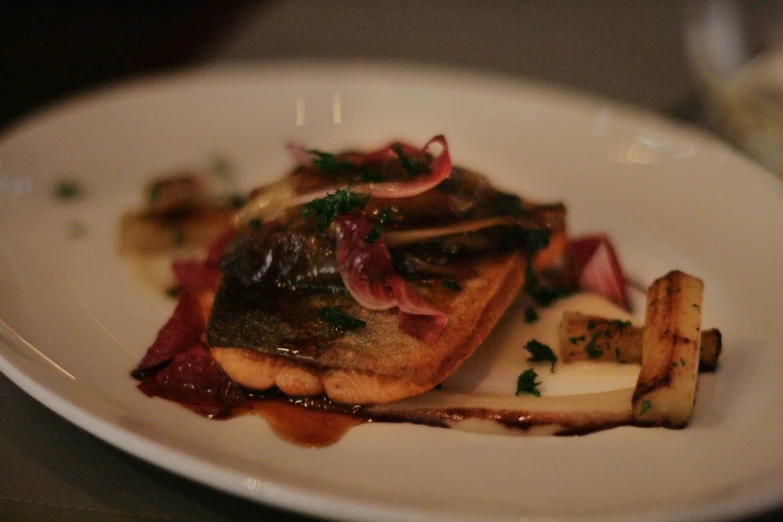 a close up of a plate of food with mushrooms