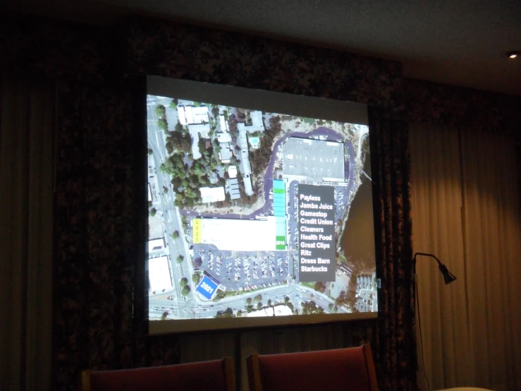 a large screen showing plans for the next project