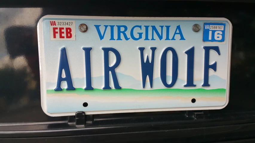 a license plate attached to the tail gate of a car