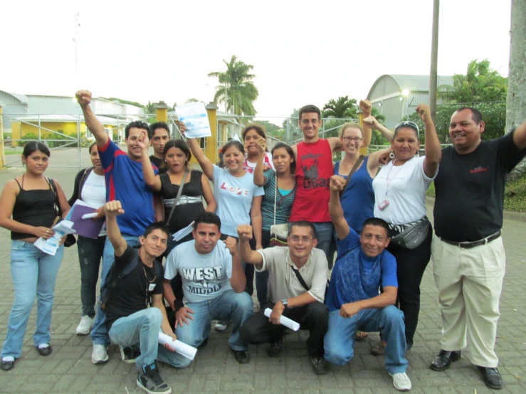 a group of people posing for a po