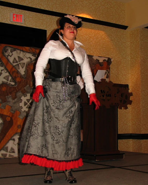 a woman in costume posing for the camera