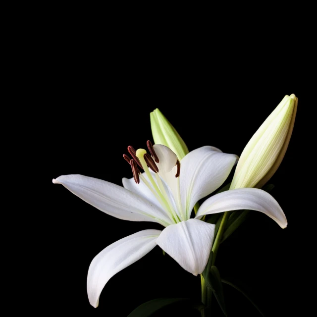 a white flower on a black background