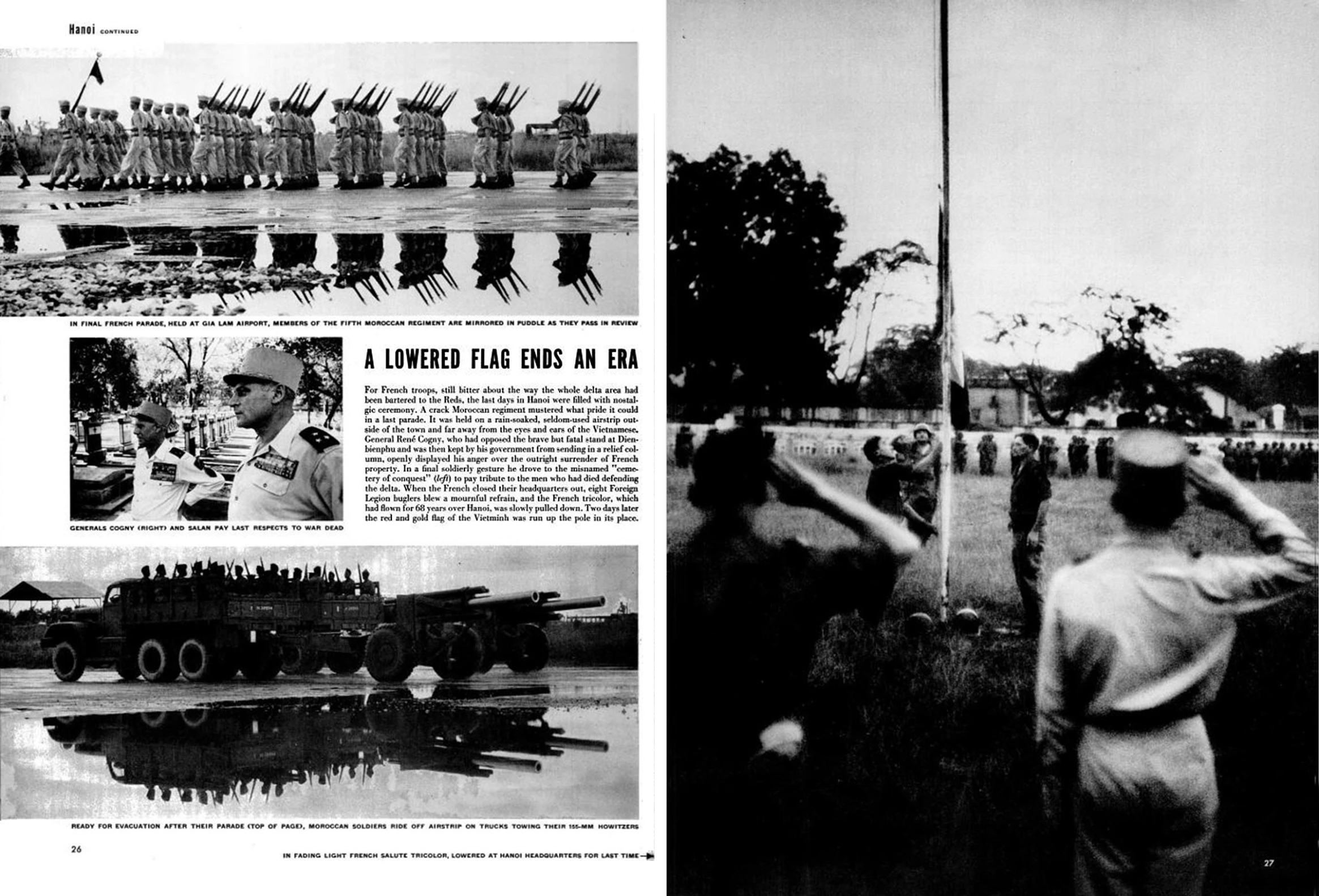 black and white po of military vehicles being displayed