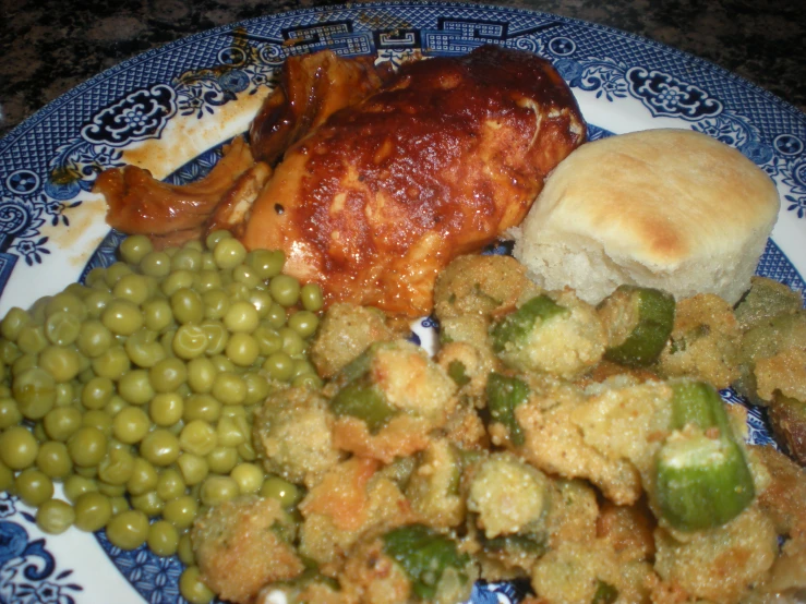 there is a plate full of different foods and vegetables