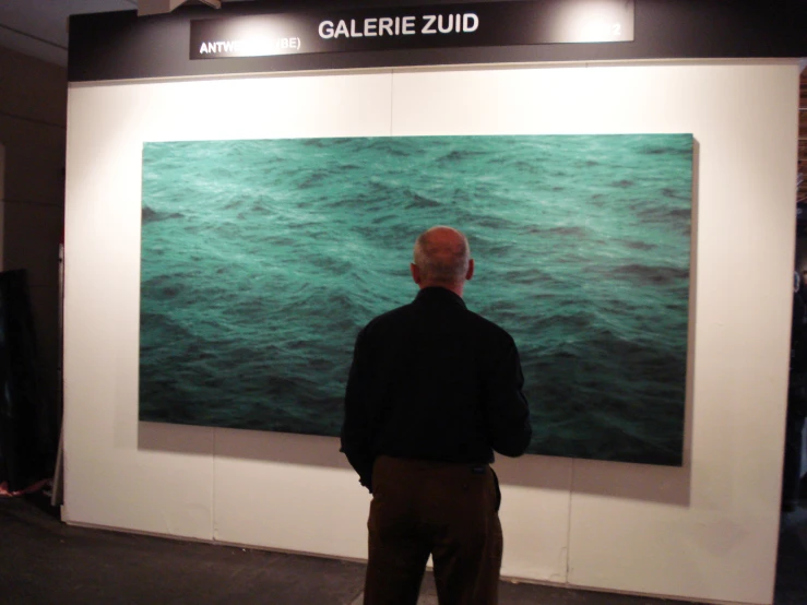 a man stands and looks into the gallery