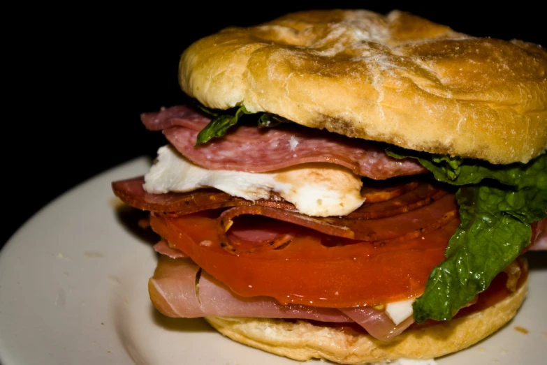 a close up of a sandwich on a plate