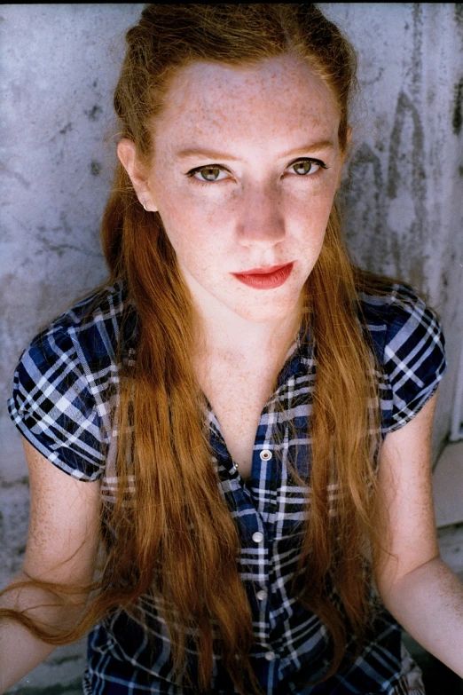 a close up of a person with long hair