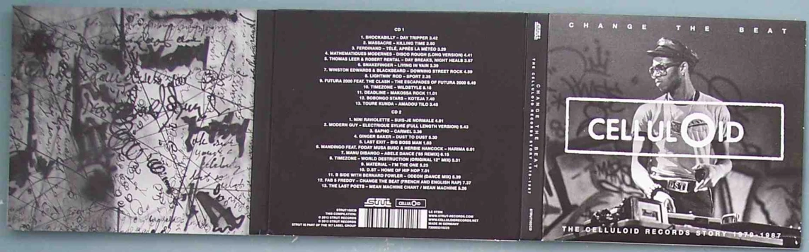 a cd case with black and white images