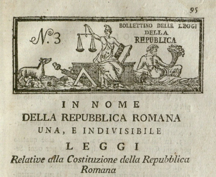 the title page of the book, which shows a lady with a justice scale and a man standing on horseback