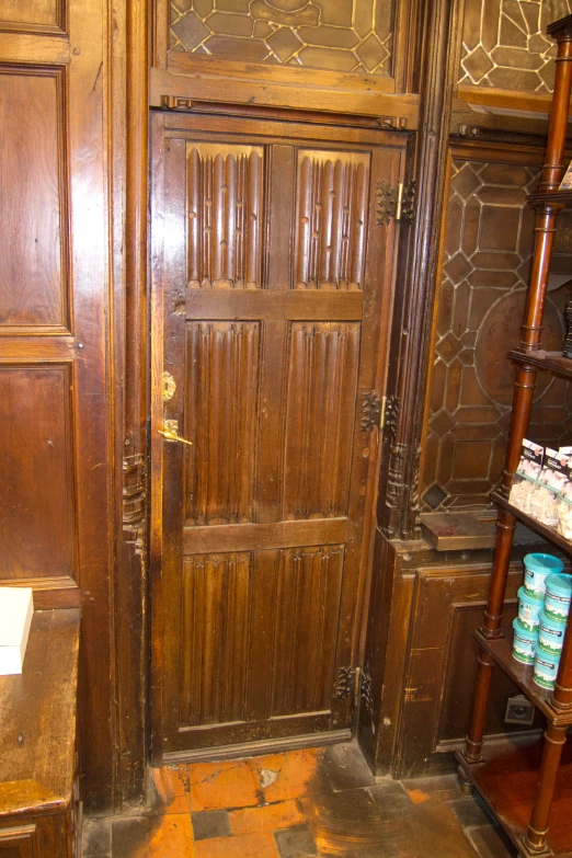 a large wooden door to a building