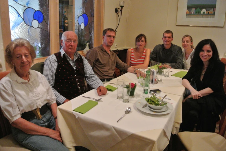 a group of people sitting around a table