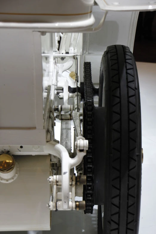 a close up view of a tire on a small aircraft