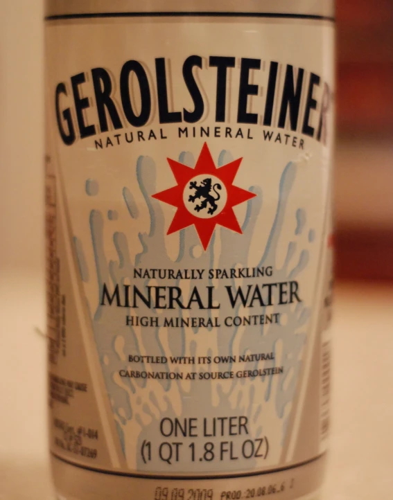 an mineral water label is pictured in close up