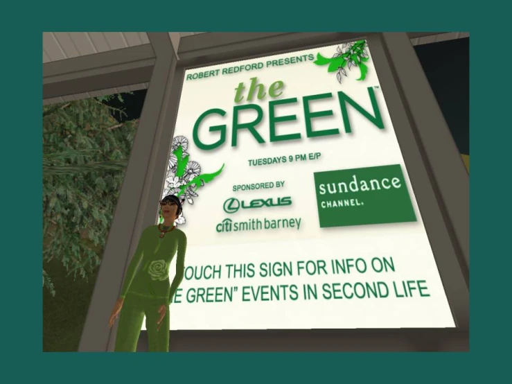 a sign for the green funeral and event
