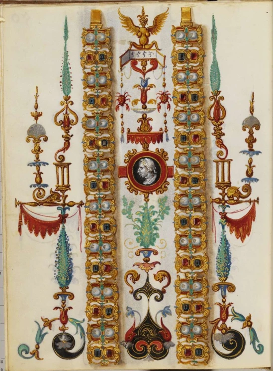 a book with some ornate designs and some color