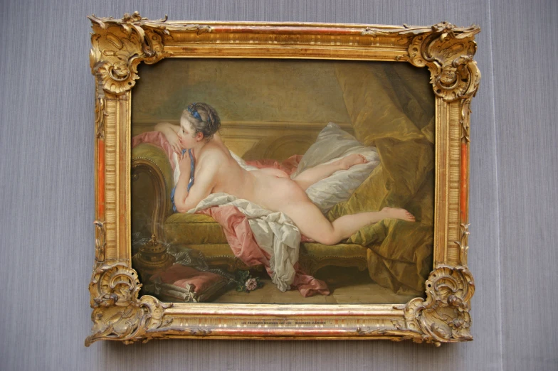 a painting of a  woman laying on her back