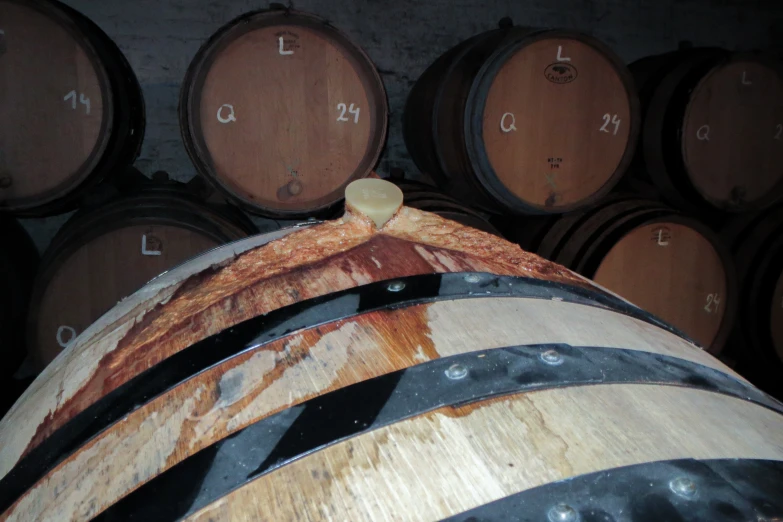 barrels full of barrels with wooden markings