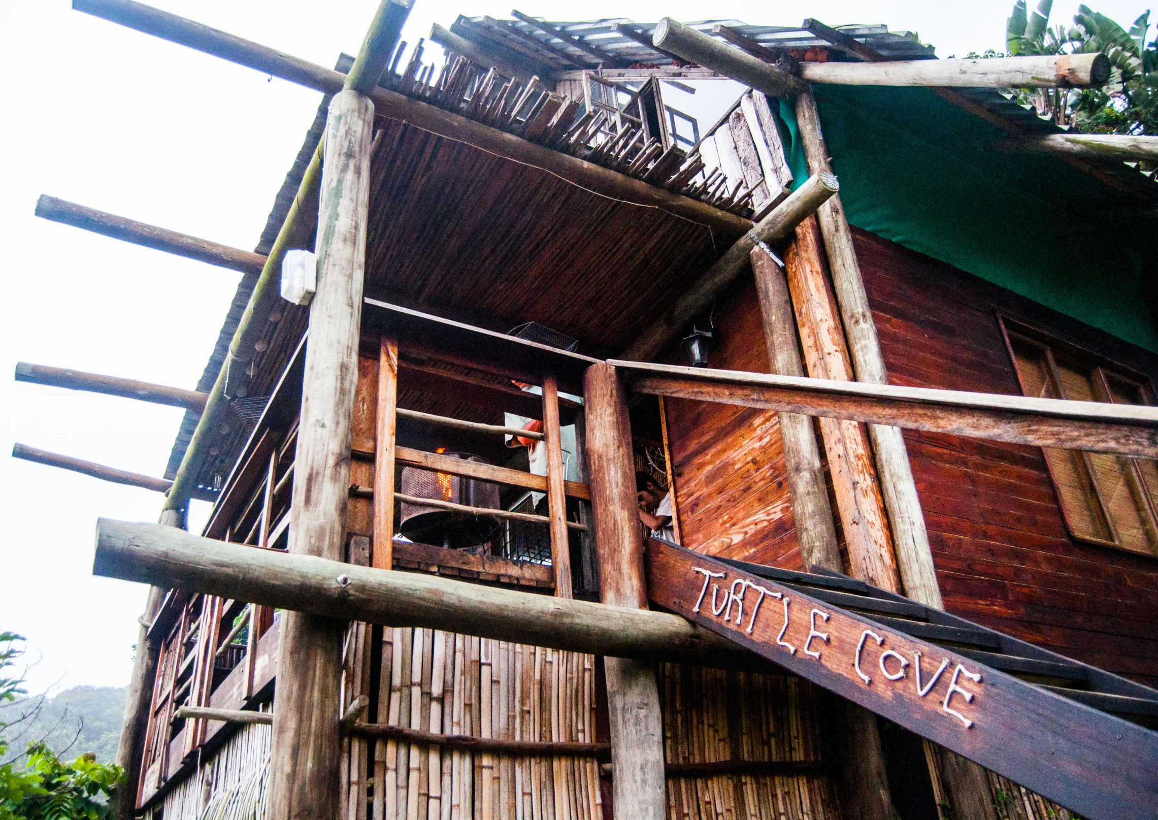 the ladders on this hut look to be over the roof